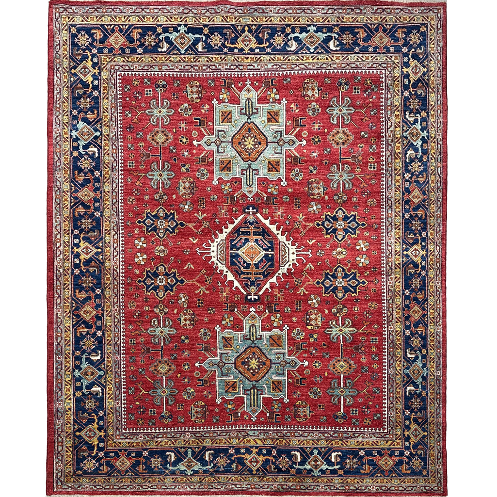 El Dokuma Kırmızı Afgan Kabile Yün Halı (250x300 cm)