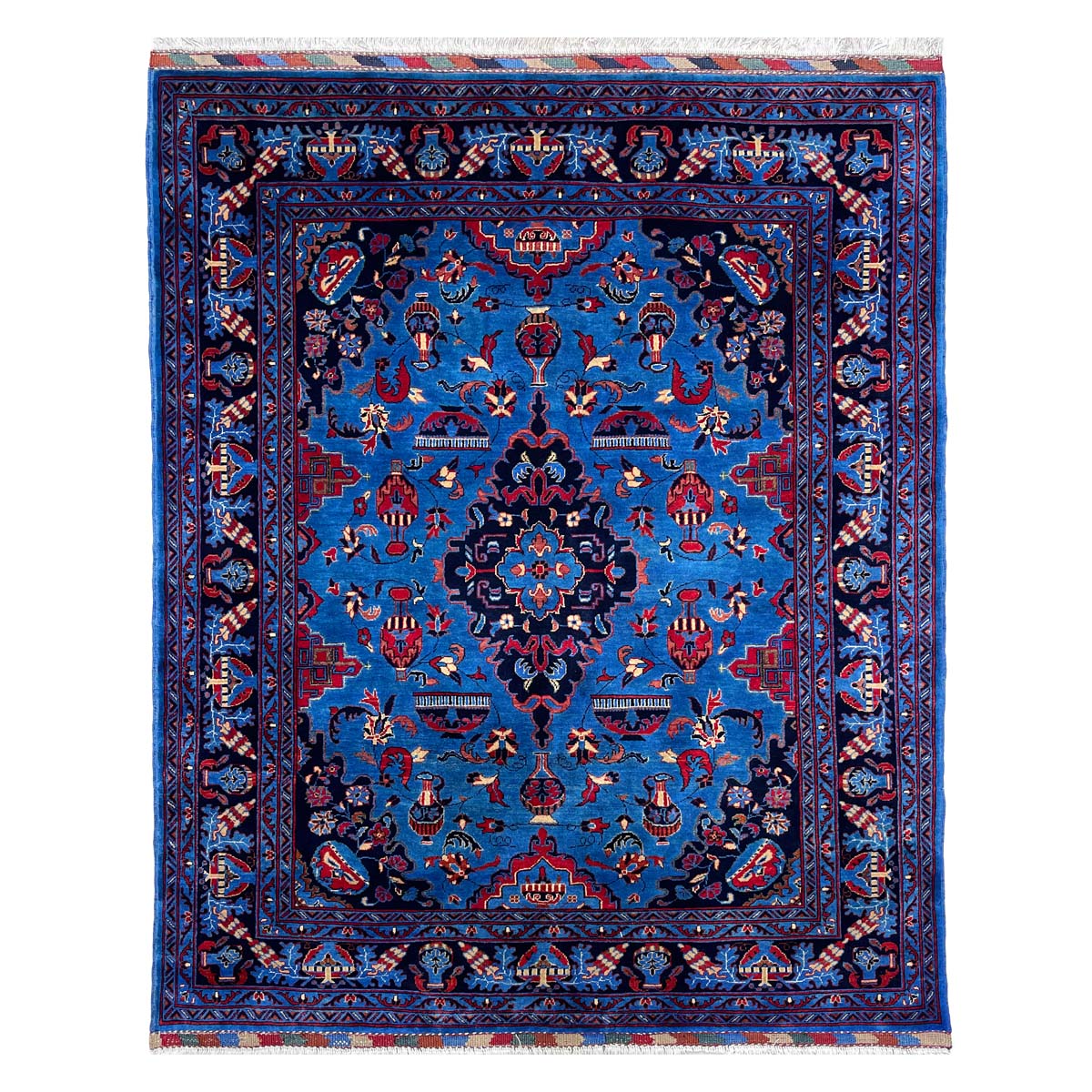 El Dokuma Madalyon Afgan Bilicik İnce Dokuma Yün Halı (145x175 cm)