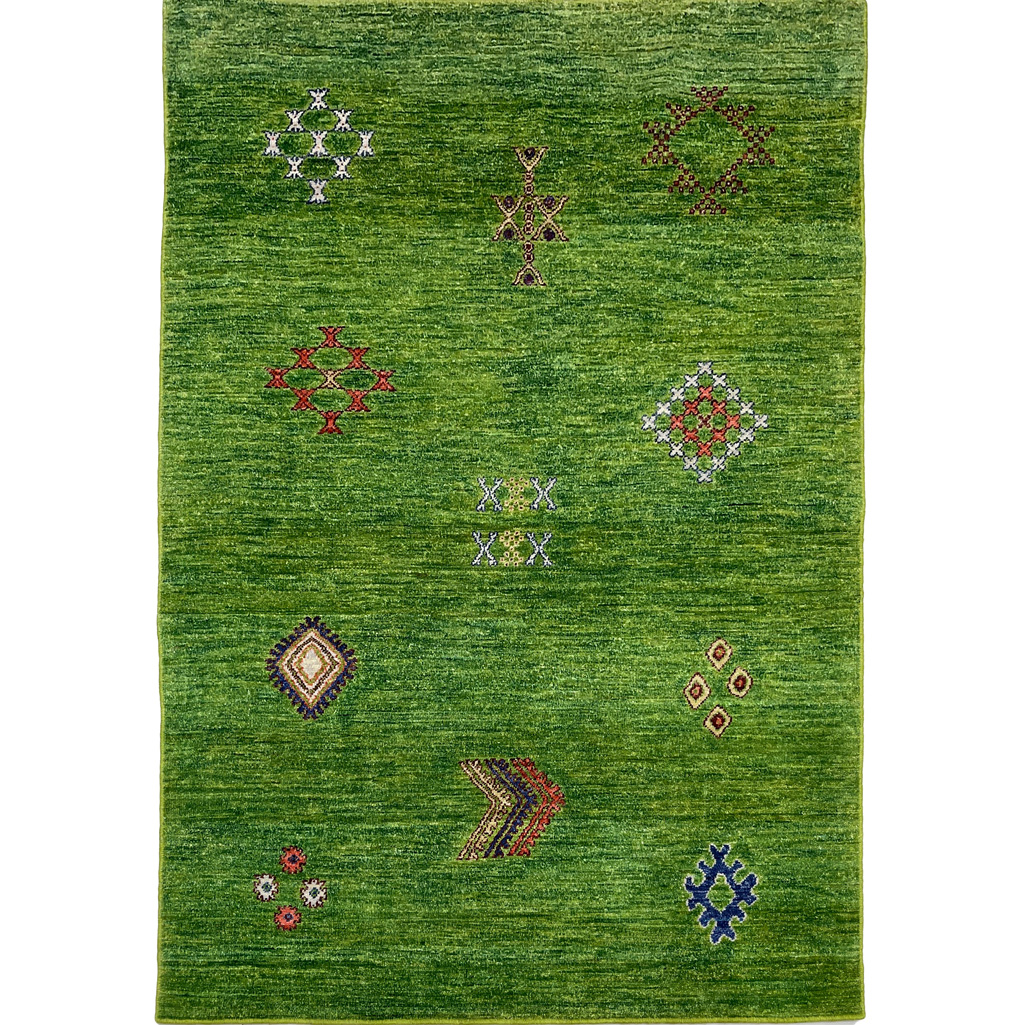 El Dokuma Yeşil Modern Yün Halı (120x180 cm)