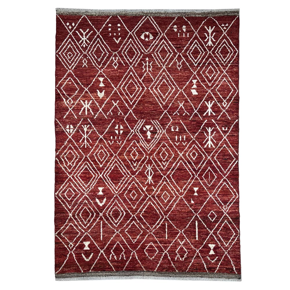 El Dokuma Bohem Fas Yün Halı (195x275 cm)