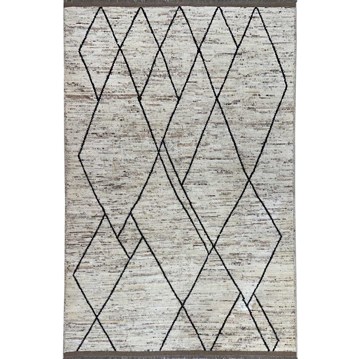 El Dokuma Bohem Natural Yün Fas Halısı (210x300 cm)