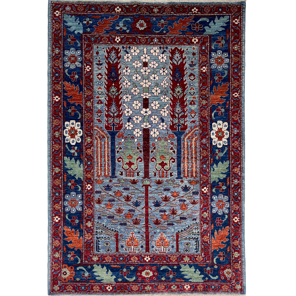 El Dokuma Ağaç Motifli Afgan Kabile Yün Halı (155x255 cm)