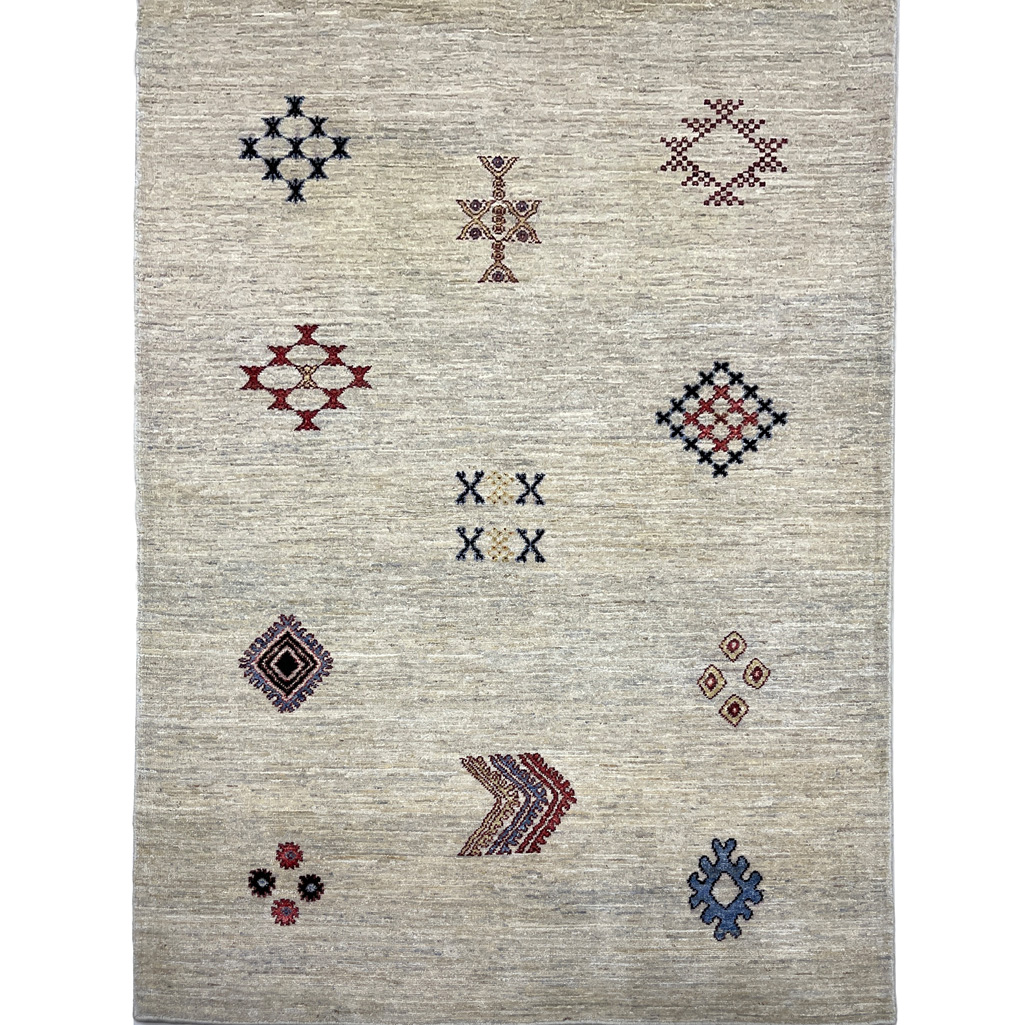 El Dokuma Bej Modern Yün Halı (125x180 cm)