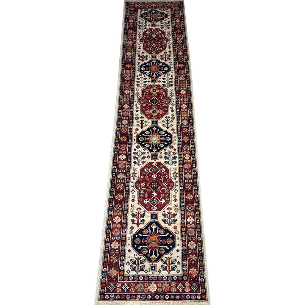 El Dokuma Afgan Kabile Yün Yolluk Halı (85x390 cm)