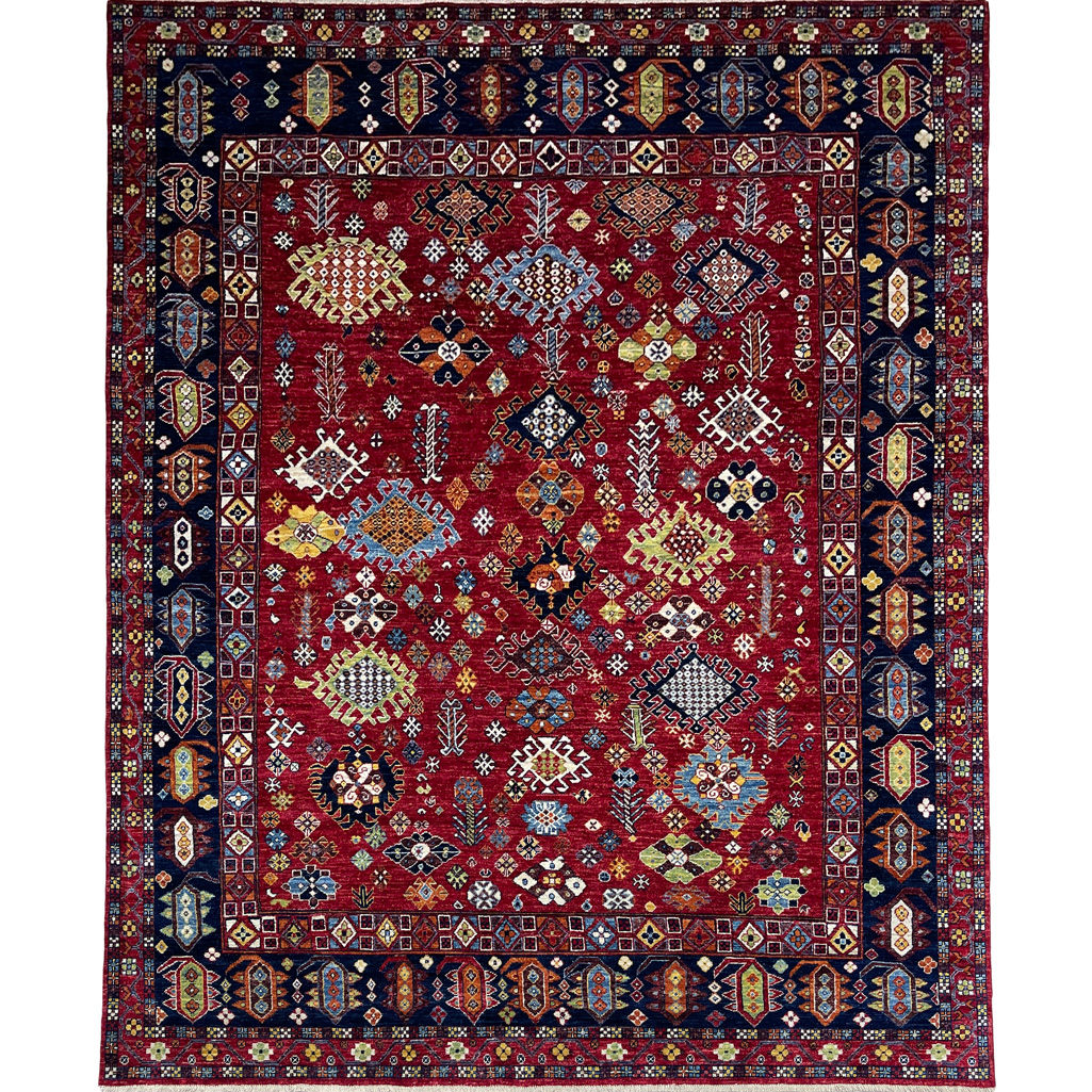El Dokuma Kırmızı İran Kaşkai Yün Halı (250x300 cm)