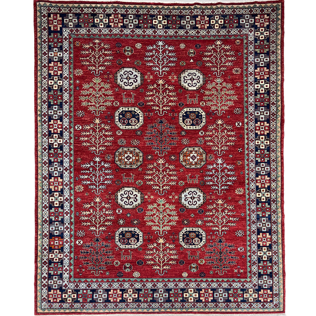 El Dokuma Bordo Afgan Kabile Yün Halı (270x370 cm)