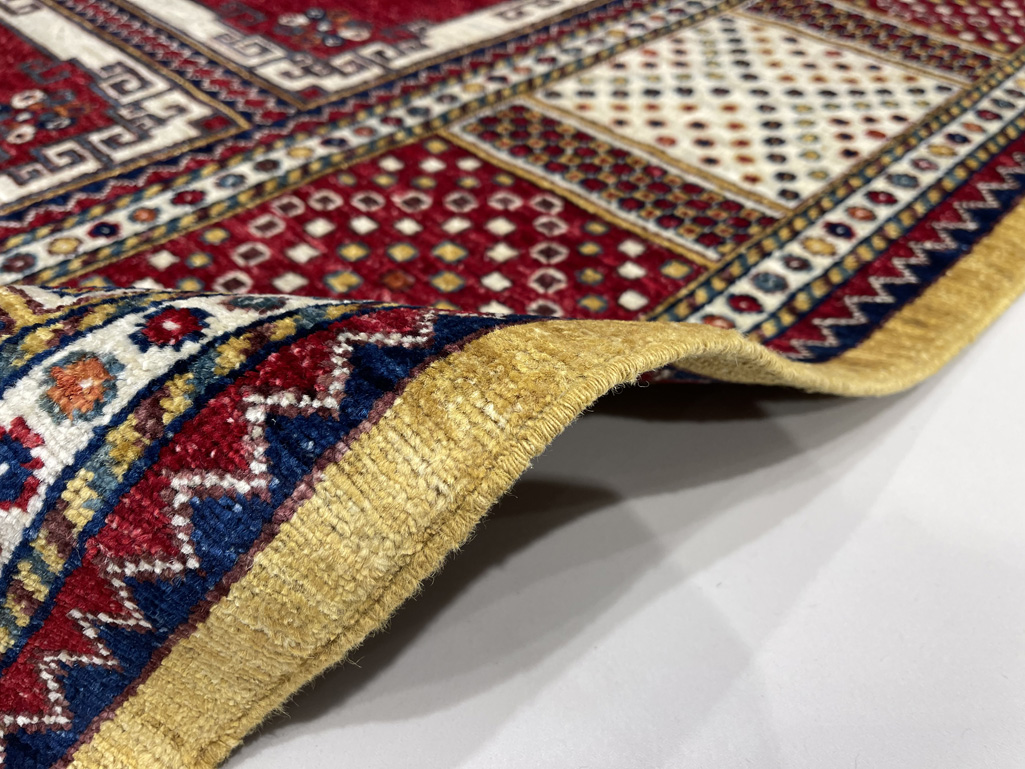 El Dokuma Afgan Kabile Kırmızı Yün Halı (150x250 cm) - Görsel 10