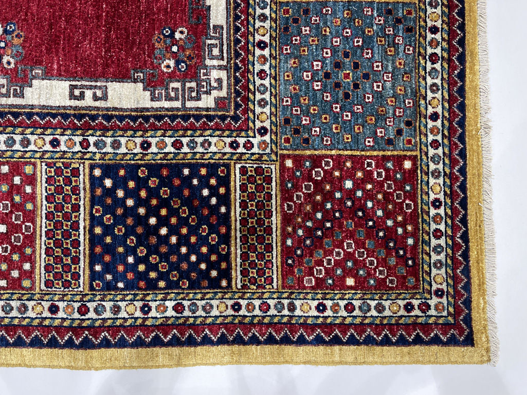 El Dokuma Afgan Kabile Kırmızı Yün Halı (150x250 cm) - Görsel 6