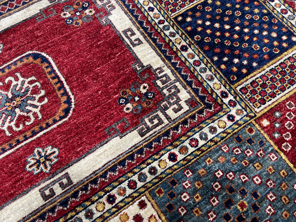 El Dokuma Afgan Kabile Kırmızı Yün Halı (150x250 cm) - Görsel 9