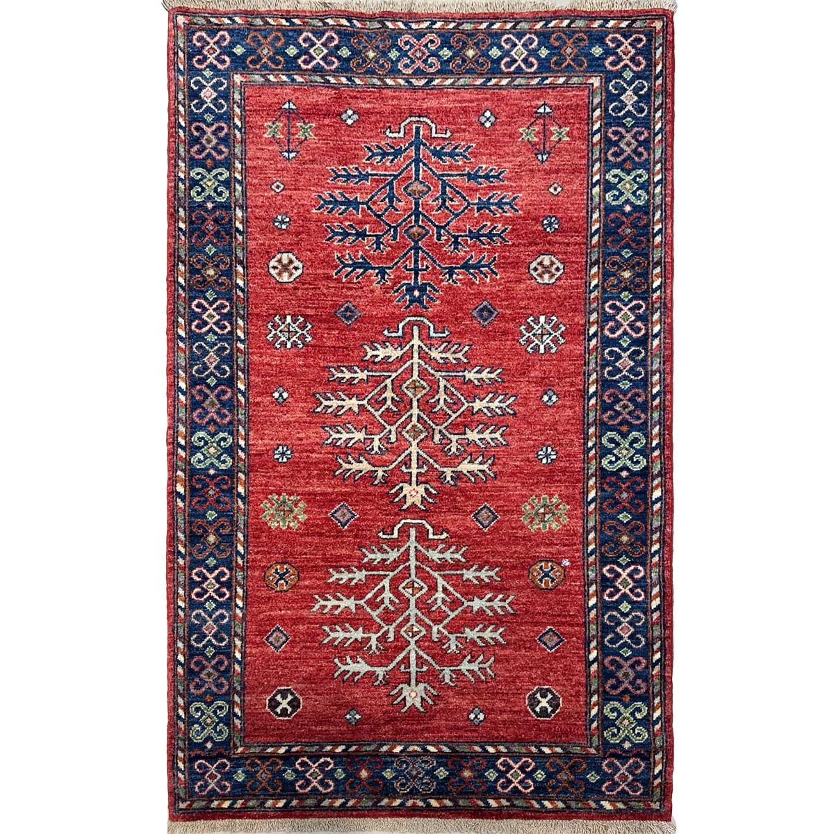 El Dokuma Kırmızı Afgan Kabile Yün Halı (95x150 cm)