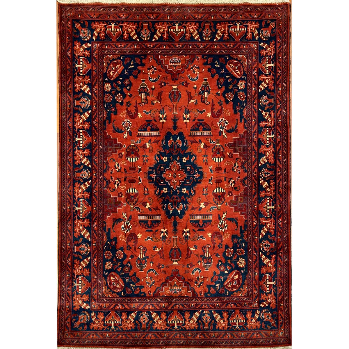 El Dokuma Afgan Bilicik Madalyon İnce Dokuma Yün Halı (150x215 cm)