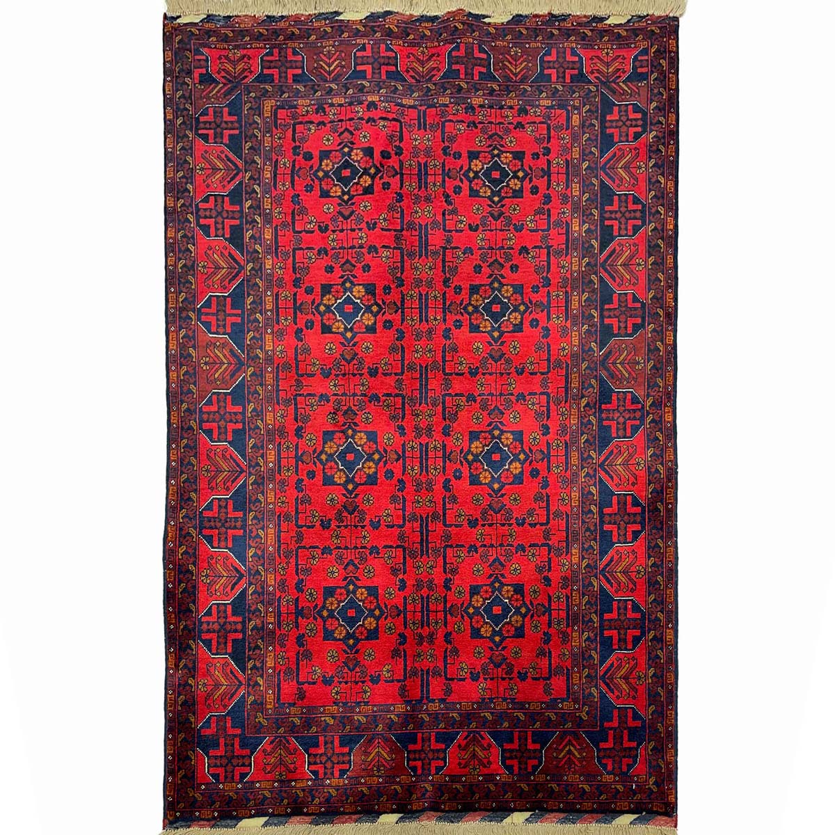 El Dokuma Afgan Bilicik İnce Dokuma Yün Halı (100x140 cm)
