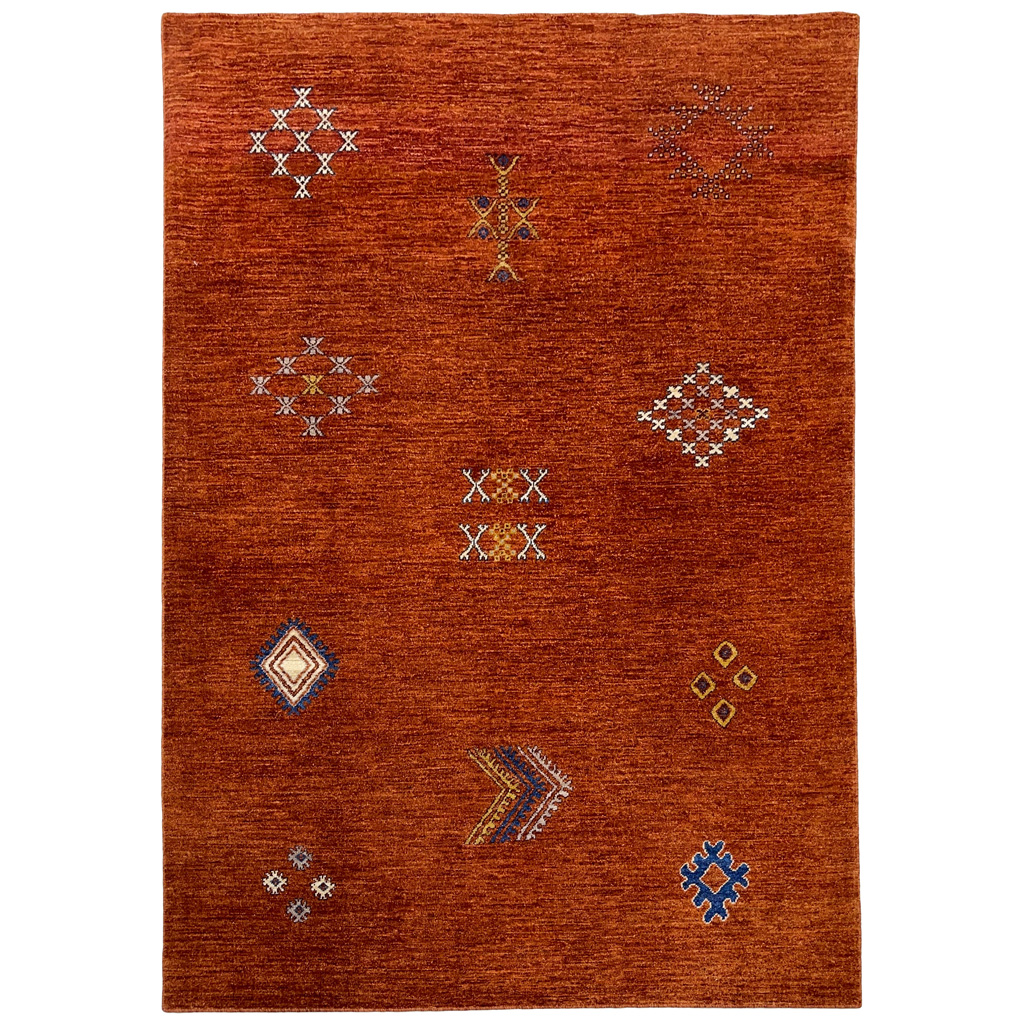 El Dokuma Turuncu Modern Afgan Yün Halı (160x240 cm)