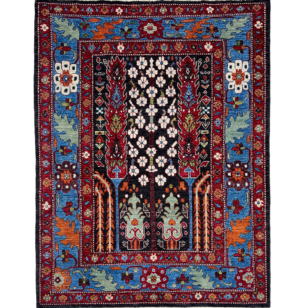 El Dokuma Ağaç Motifli Afgan Kabile Yün Halı (150x200 cm)
