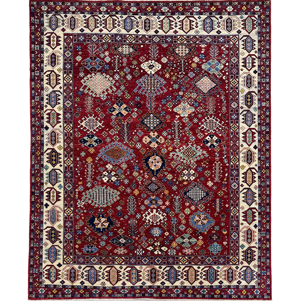El Dokuma Kırmızı İran Kaşkai Yün Halı (250x300 cm)