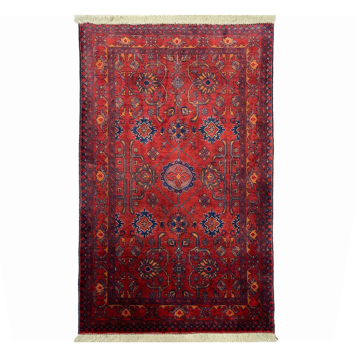 El Dokuma Afgan Bilicik İnce Dokuma Yün Halı (80x115 cm)