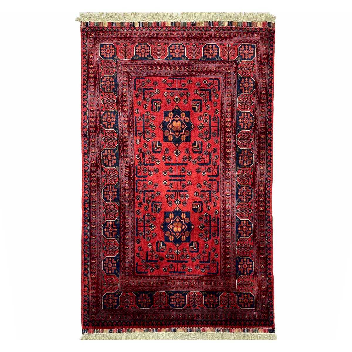 El Dokuma Afgan Bilicik İnce Dokuma Yün Halı (80x115 cm)