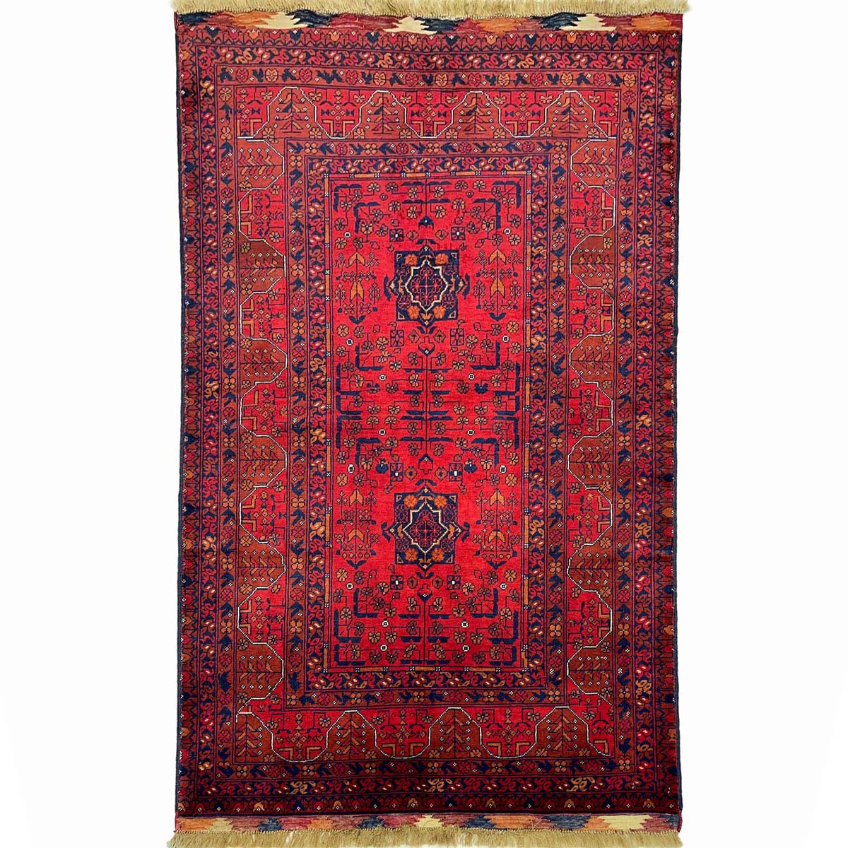 El Dokuma Afgan Bilicik İnce Dokuma Yün Halı (95x145 cm)