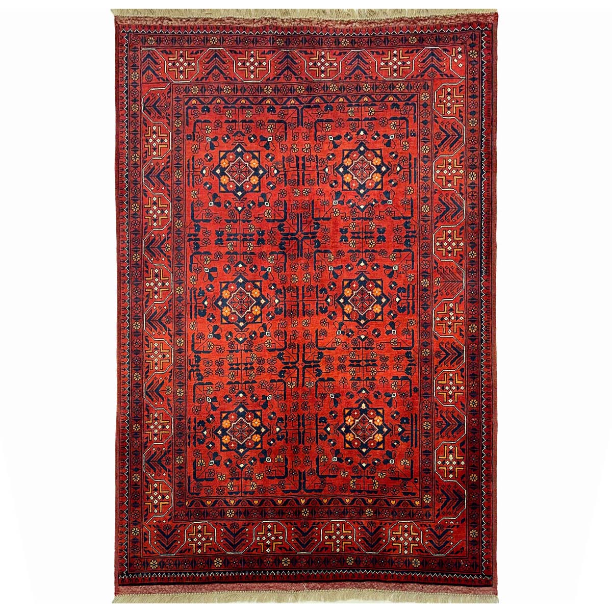El Dokuma Afgan Bilicik İnce Dokuma Yün Halı (100x140 cm)