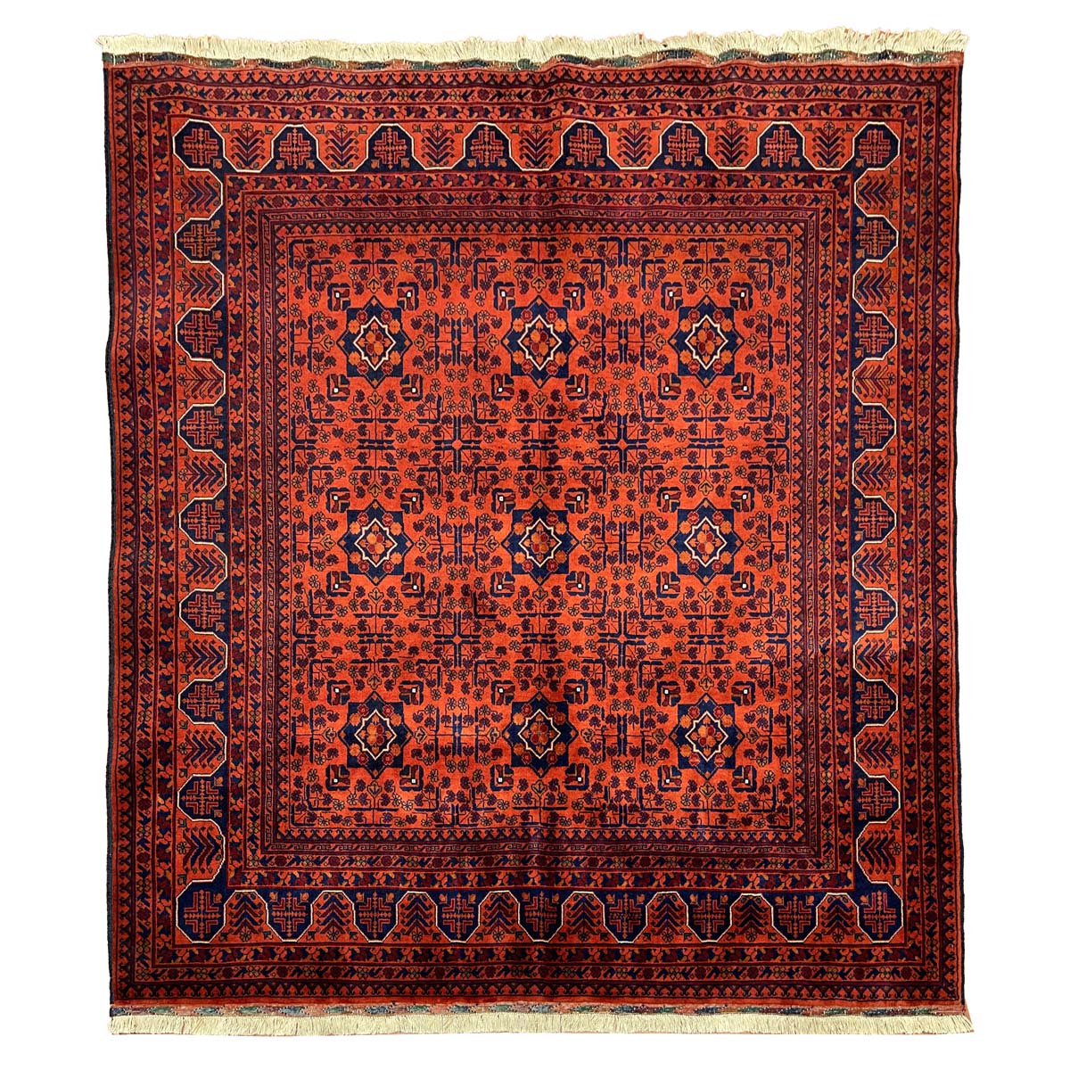 El Dokuma Afgan Bilicik Kare Yün Halı (155x160 cm)