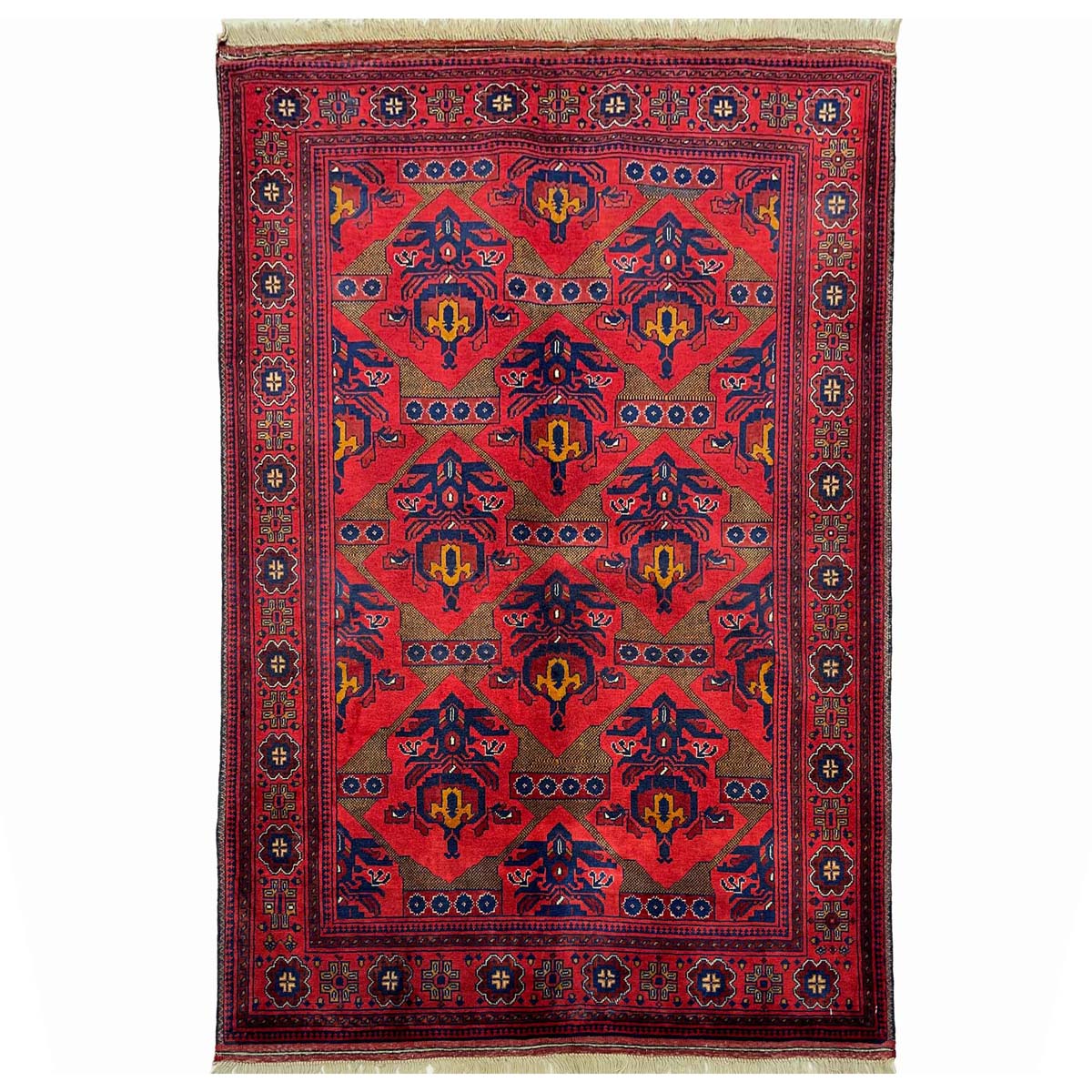 El Dokuma Afgan Bilicik İnce Dokuma Yün Halı (100x150 cm)