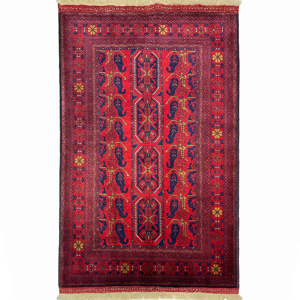 El Dokuma Afgan Bilicik İnce Dokuma Yün Halı (100x145 cm)