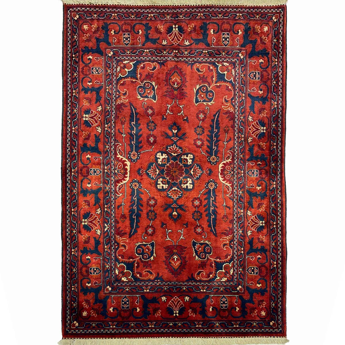 El Dokuma Afgan Bilicik İnce Dokuma Yün Halı (105x150 cm)