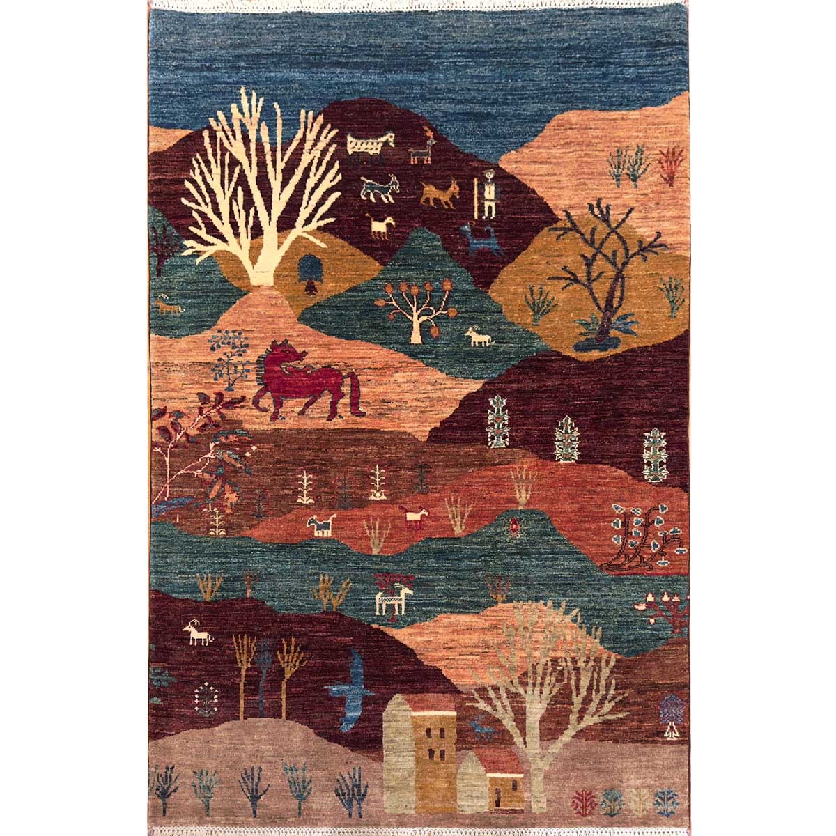 El Dokuma Sanatsal Afgan Kabile Yün Halı (120x180 cm)