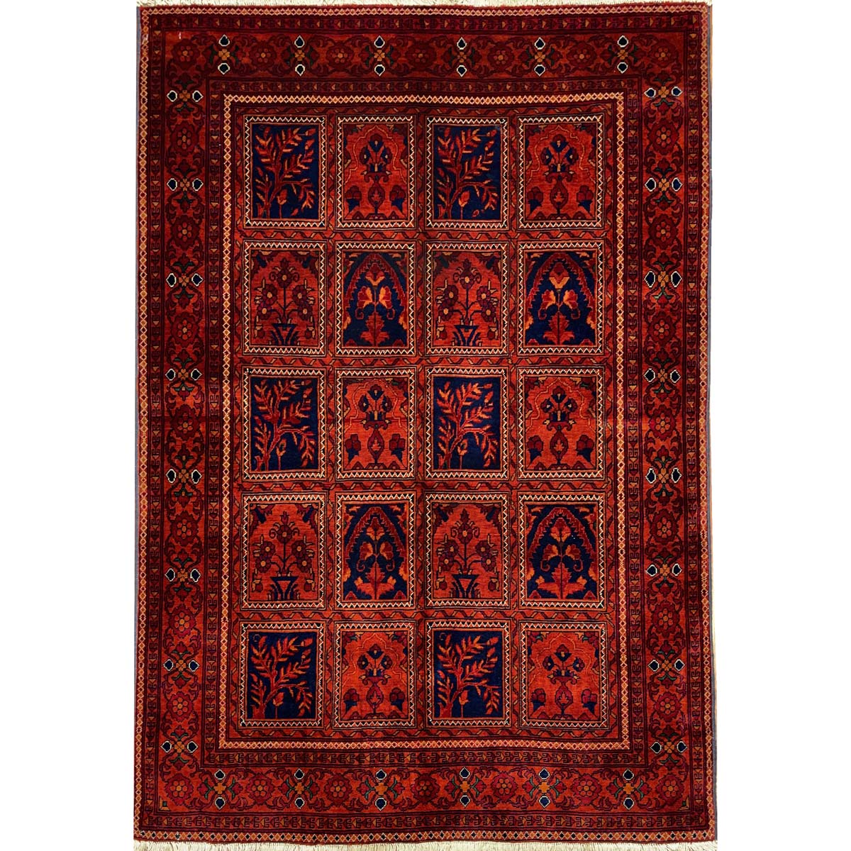 El Dokuma Bahtiyar Afgan Bilicik İnce Dokuma Yün Halı (120×160 cm)