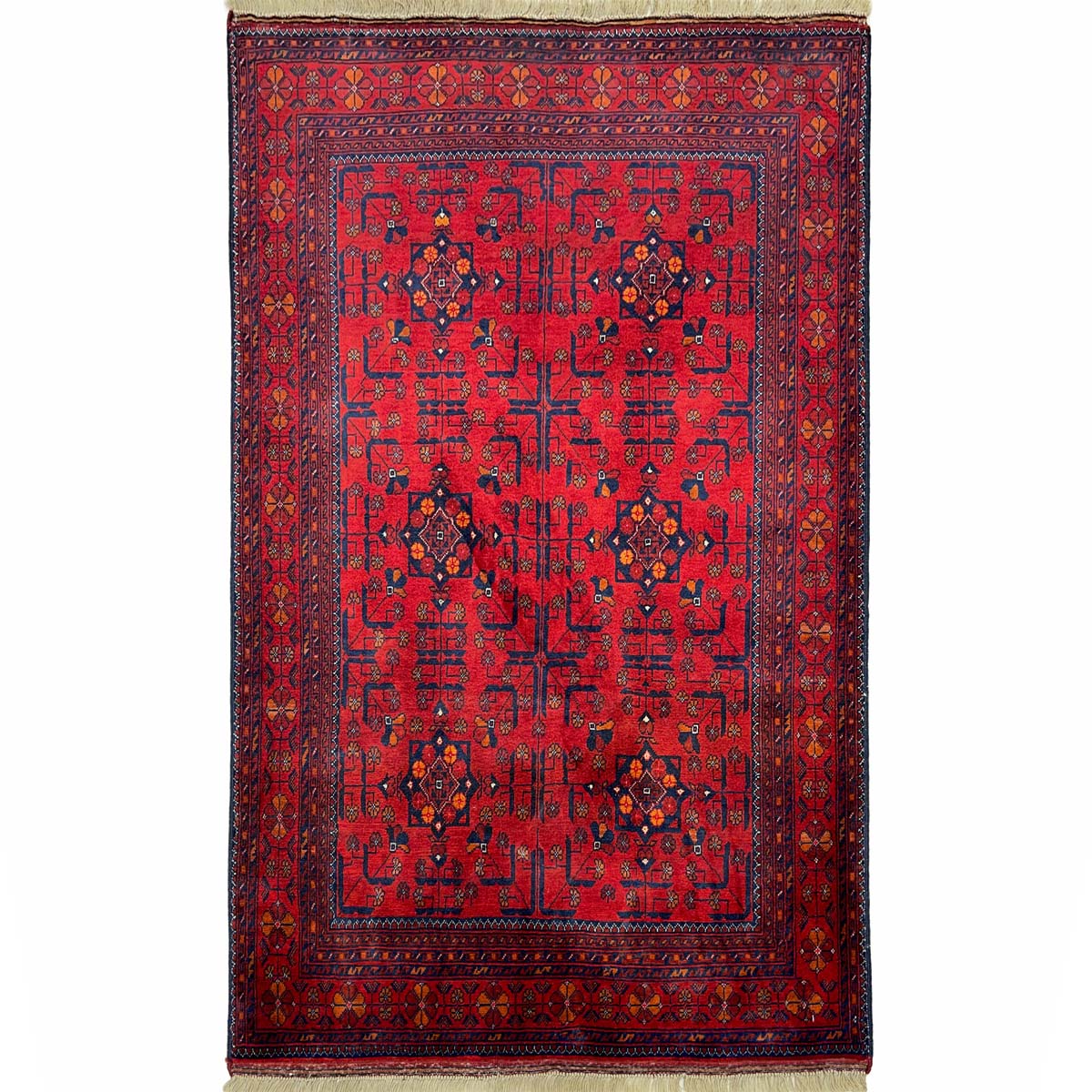 El Dokuma Afgan Bilicik İnce Dokuma Yün Halı (100x145 cm)