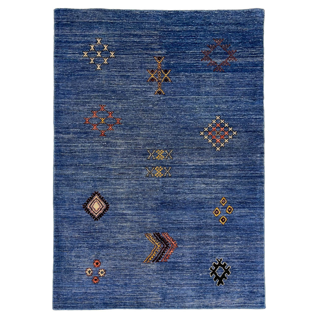 El Dokuma Mavi Modern Yün Halı (120x180 cm)