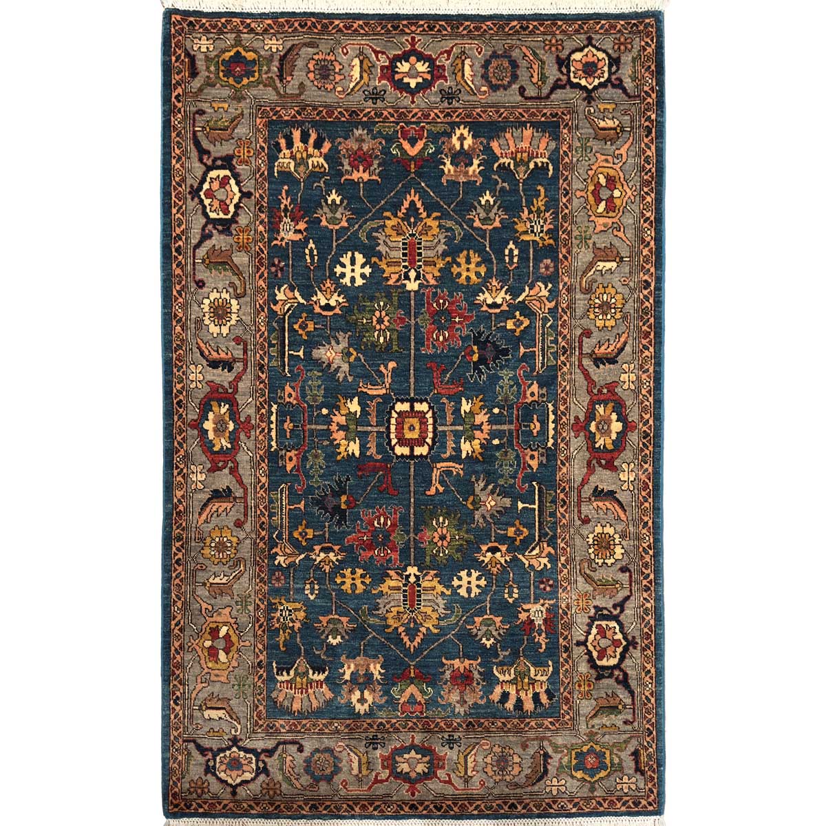 El Dokuma Mavi Türk Uşak Yün Halı (120x185 cm)