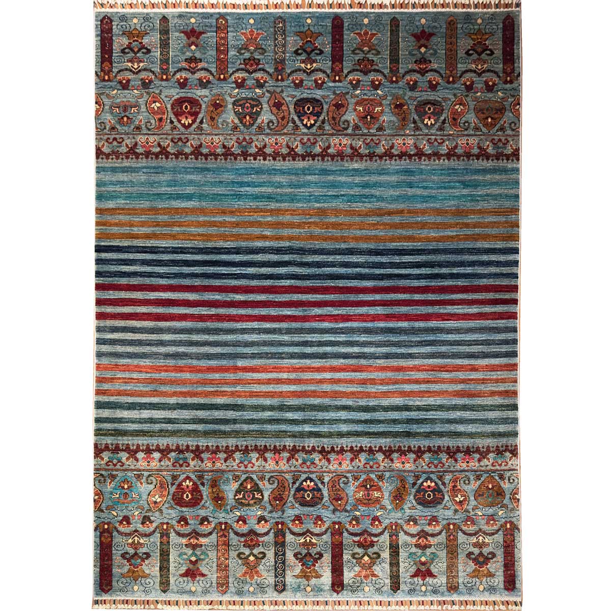 El Dokuma Turkuaz Horcin Afgan Kabile Yün Halı (180x240 cm)