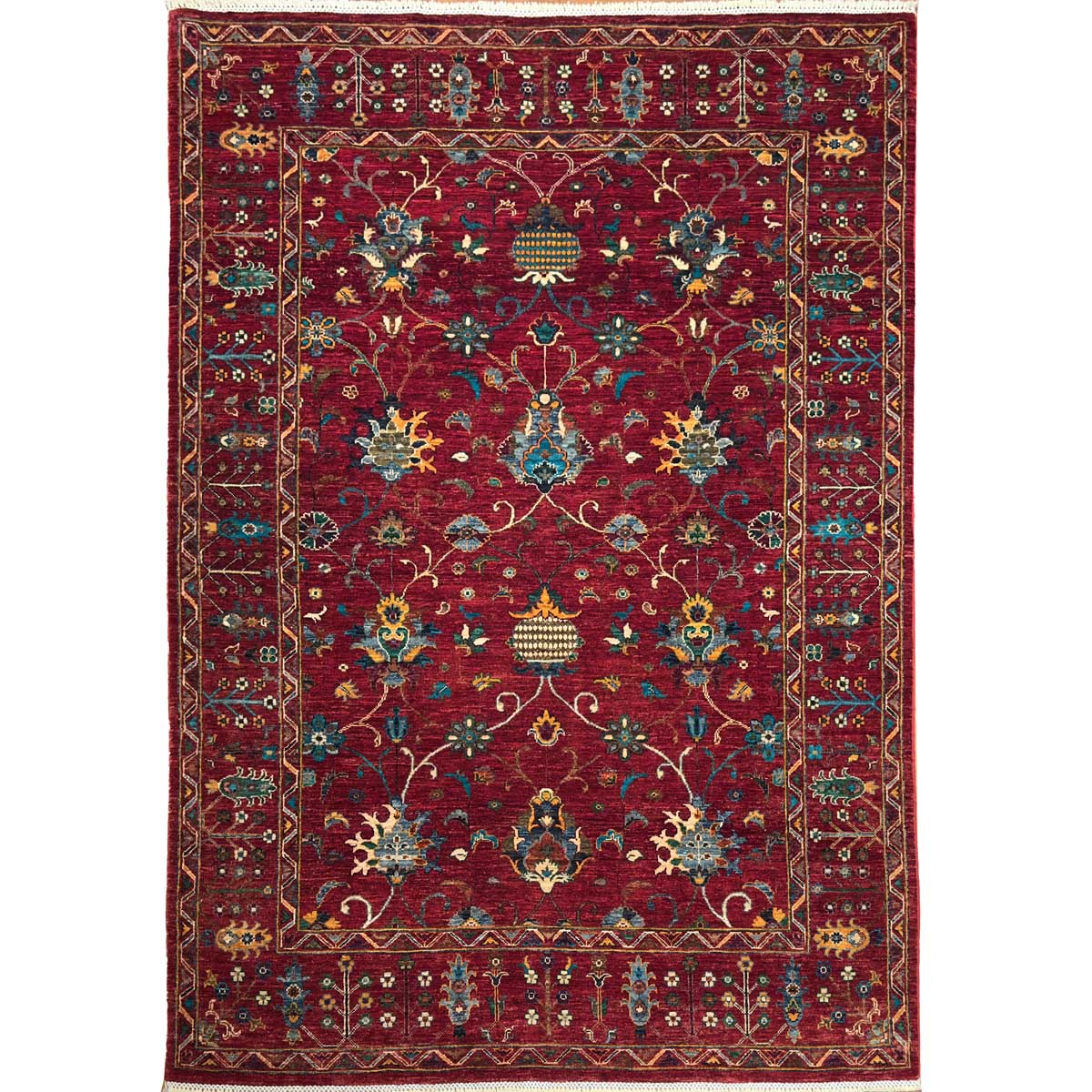 El Dokuma Kırmızı Afgan Sultani Yün Halı (175x240 cm)