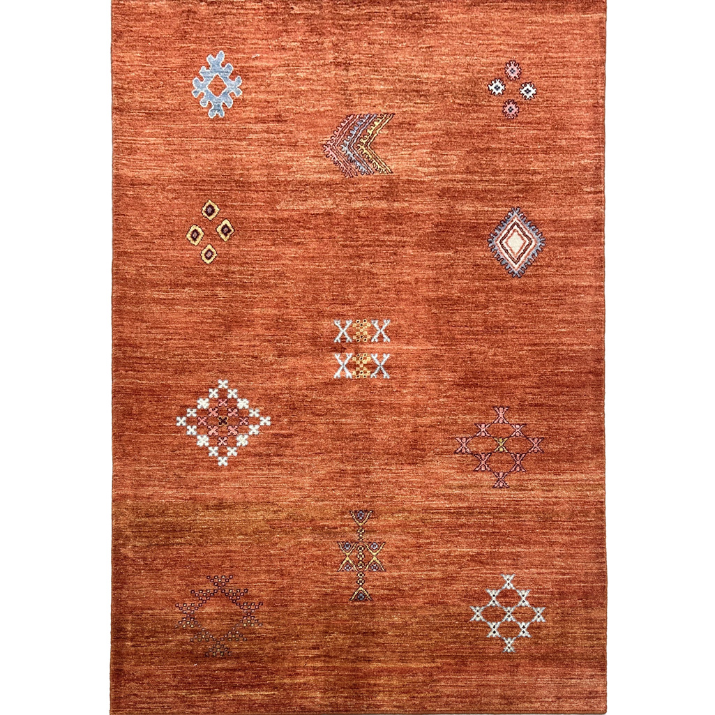 El Dokuma Turuncu Modern Yün Halı (160x250 cm)