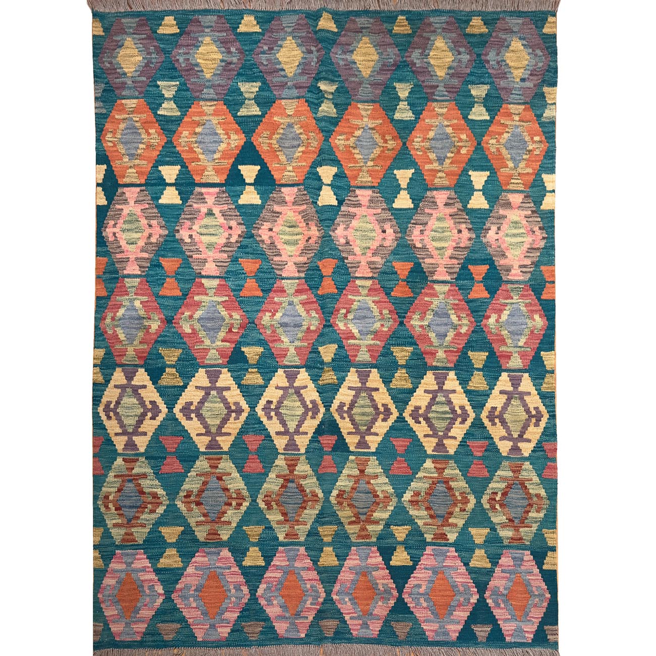El Dokuma Yeşil Yün Kilim (150x200 cm)