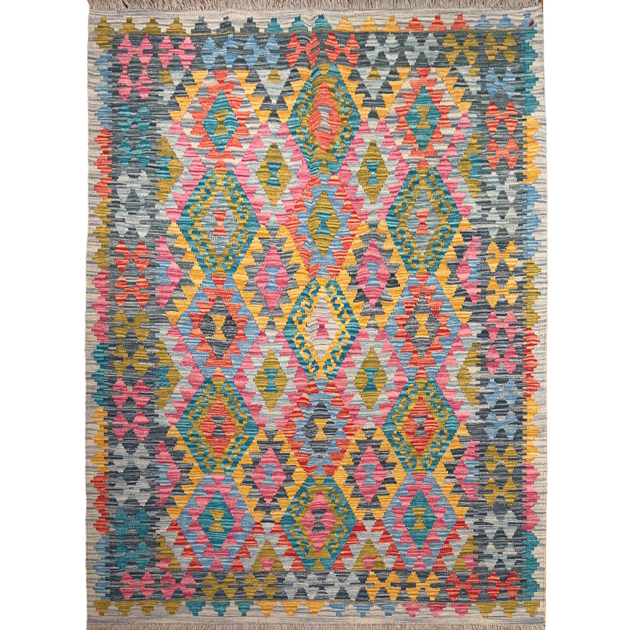 El Dokuma Renkli Yün Kilim (150x195 cm)