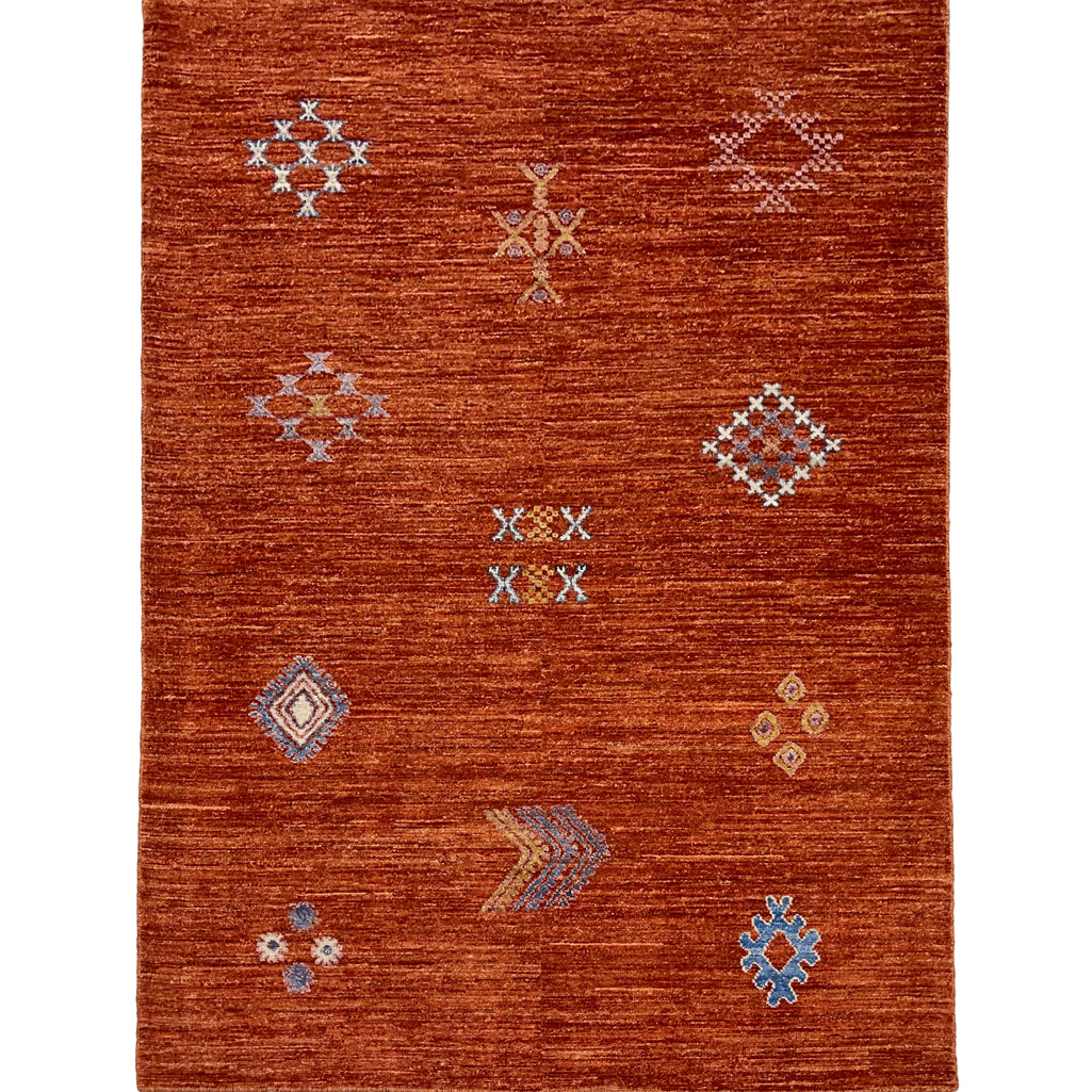 El Dokuma Turuncu Modern Yün Halı (120x180 cm)