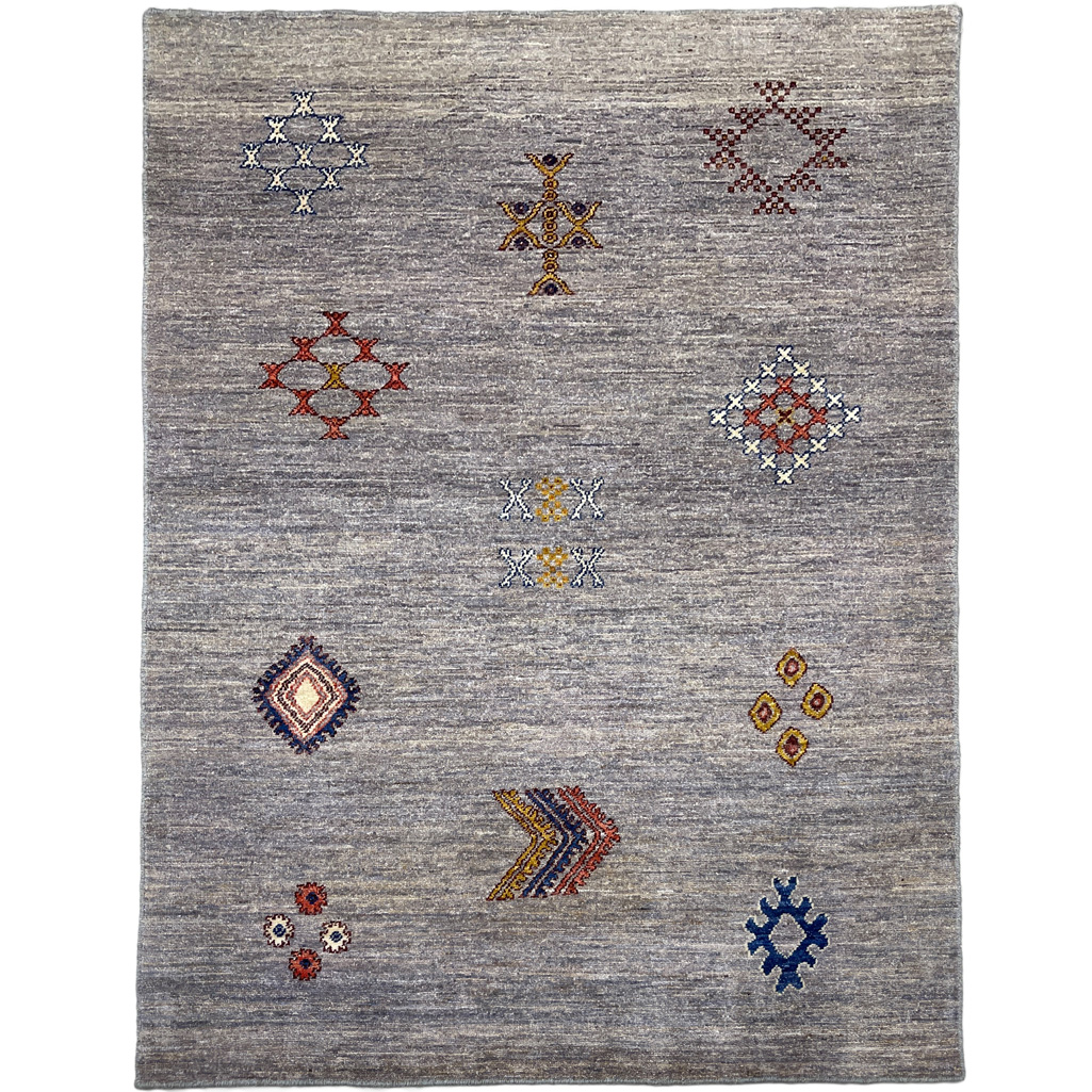 El Dokuma Gri Modern Yün Halı (120x180 cm)