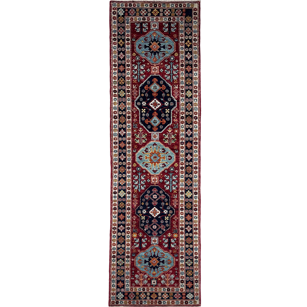 El Dokuma Afgan Kabile Yün Yolluk Halı (80x295 cm)