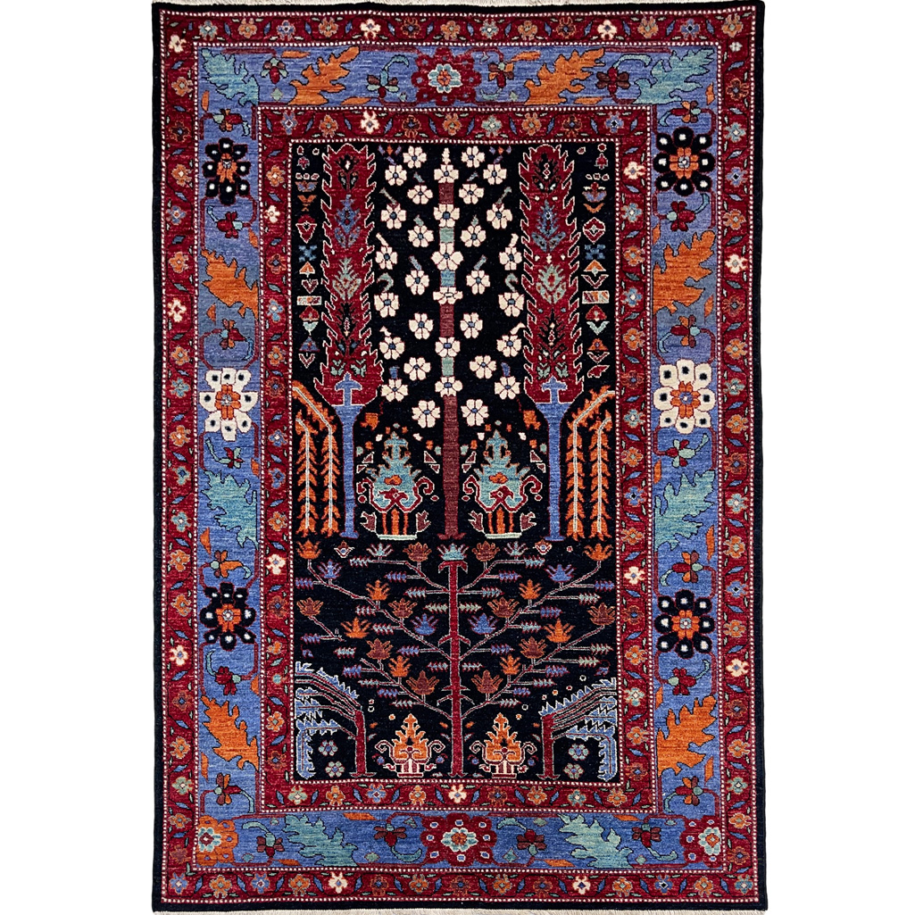 El Dokuma Ağaç Motifli Afgan Kabile Yün Halı (150x240 cm)
