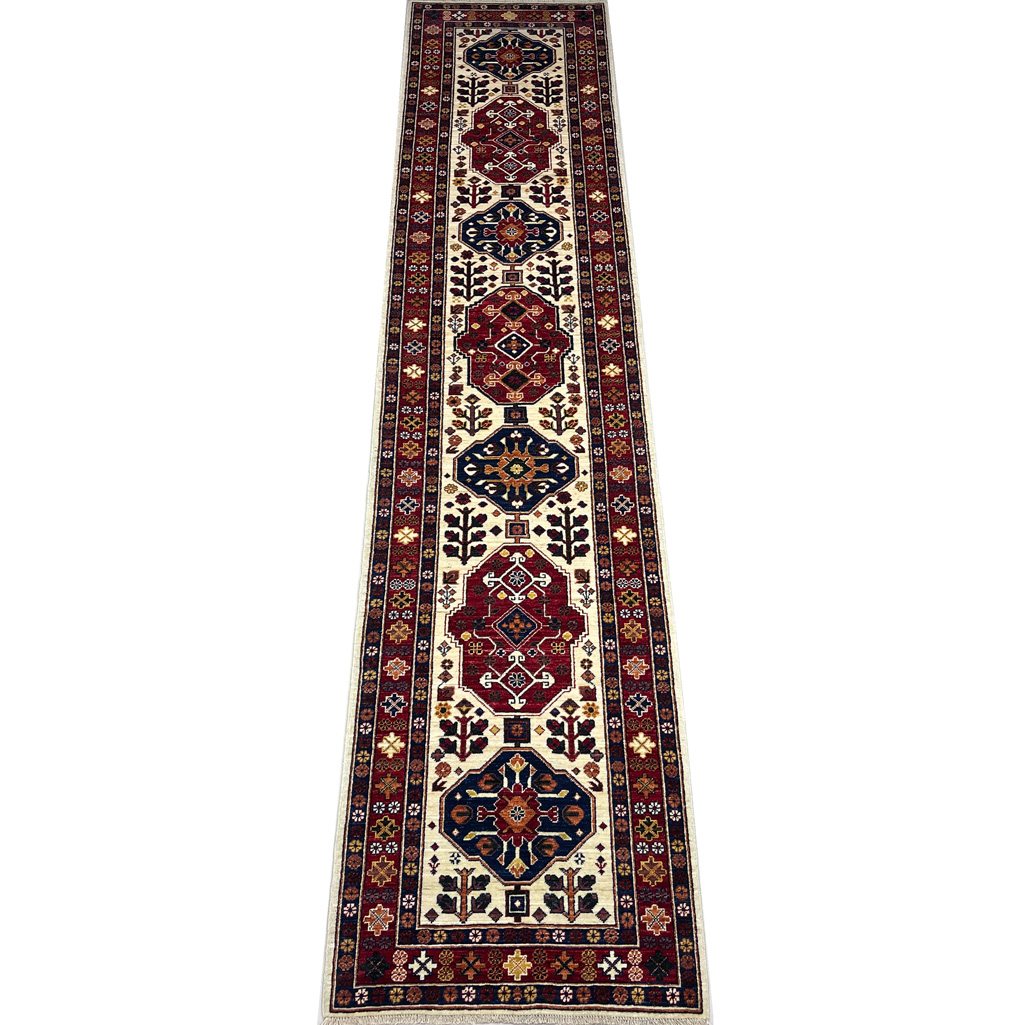 El Dokuma Afgan Kabile Yün Yolluk Halı (85x390 cm)