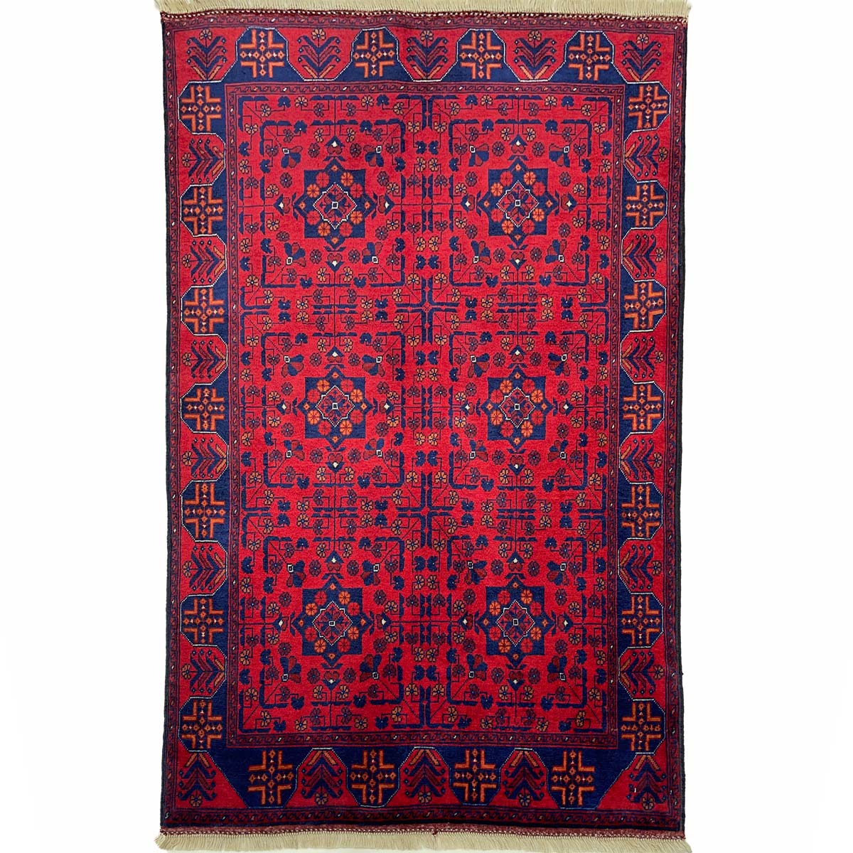 El Dokuma Afgan Khal Mohammadi Bilicik Yün Halı (100x140 cm)