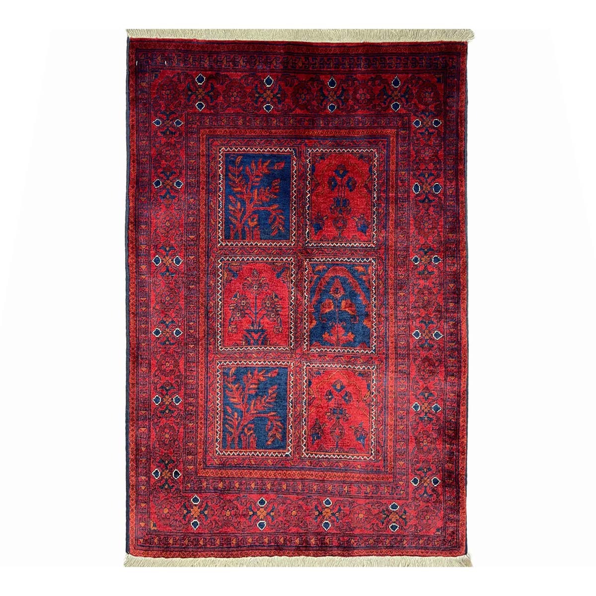 El Dokuma Afgan Bahtiyar Bilicik İnce Dokuma Yün Halı (90x125 cm)