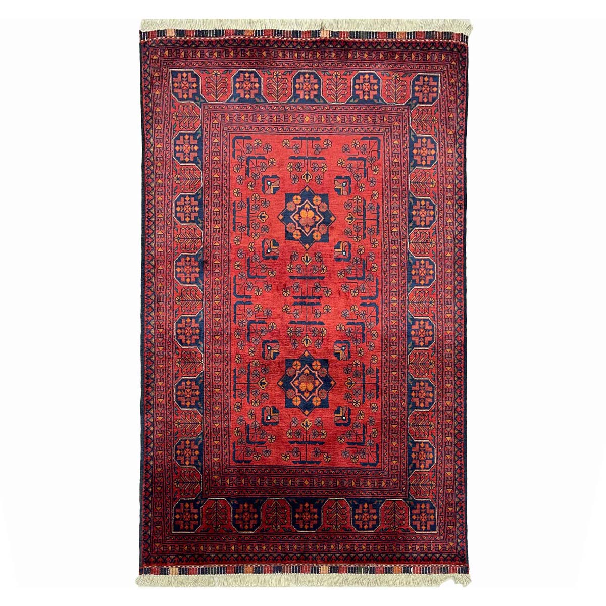 El Dokuma Afgan Bilicik İnce Dokuma Yün Halı (80x125 cm)