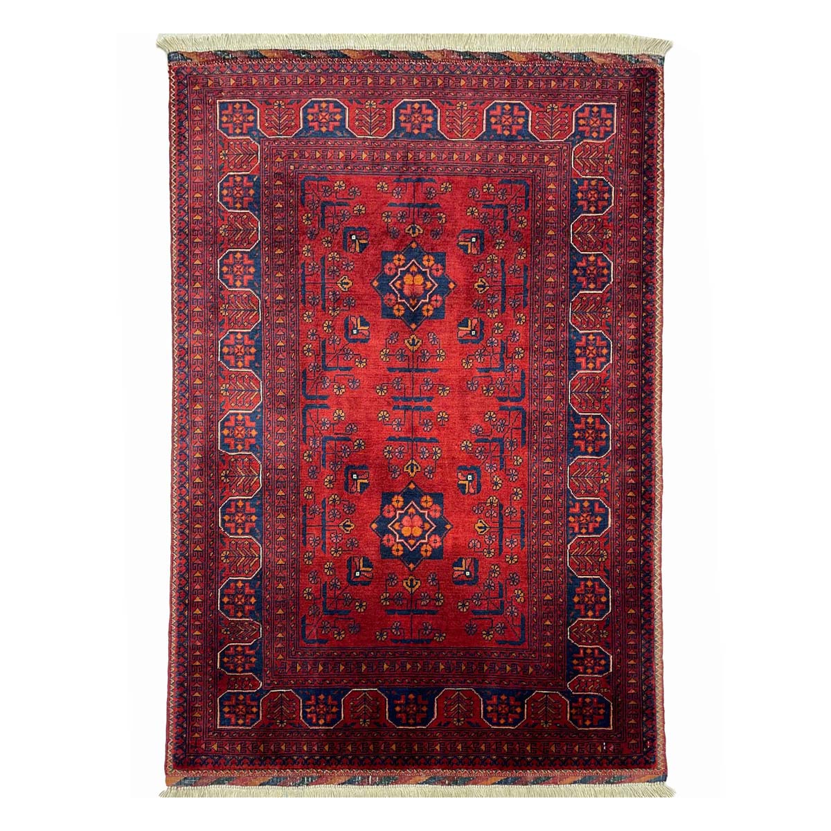 El Dokuma Afgan Bilicik İnce Dokuma Yün Halı (80x110 cm)