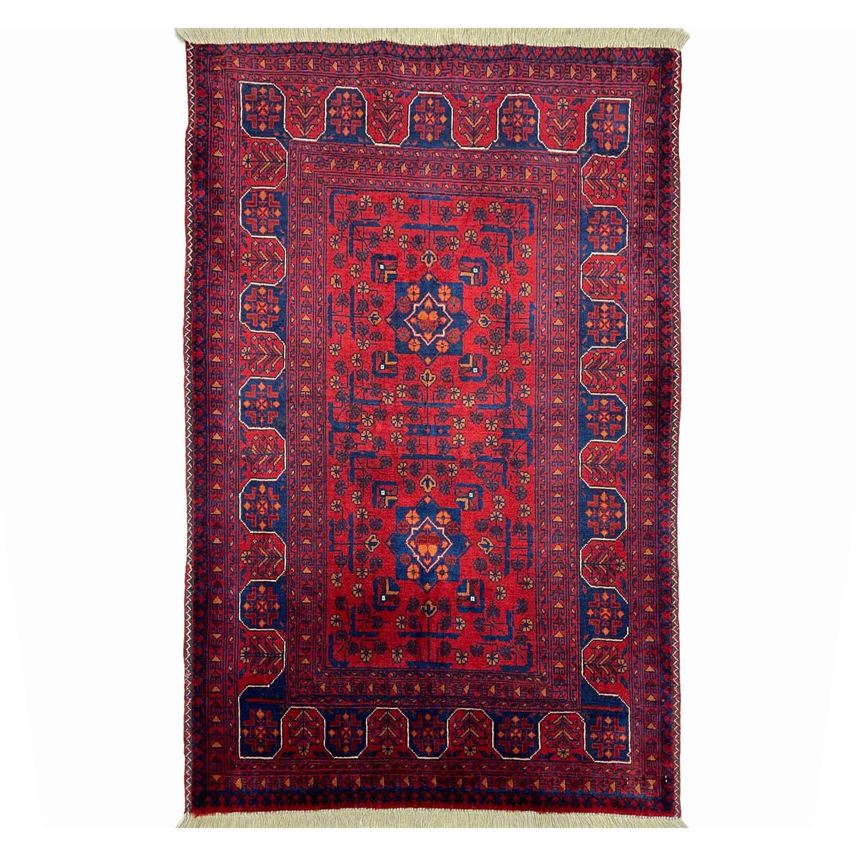 El Dokuma Afgan Bilicik İnce Dokuma Yün Halı (85x120 cm)