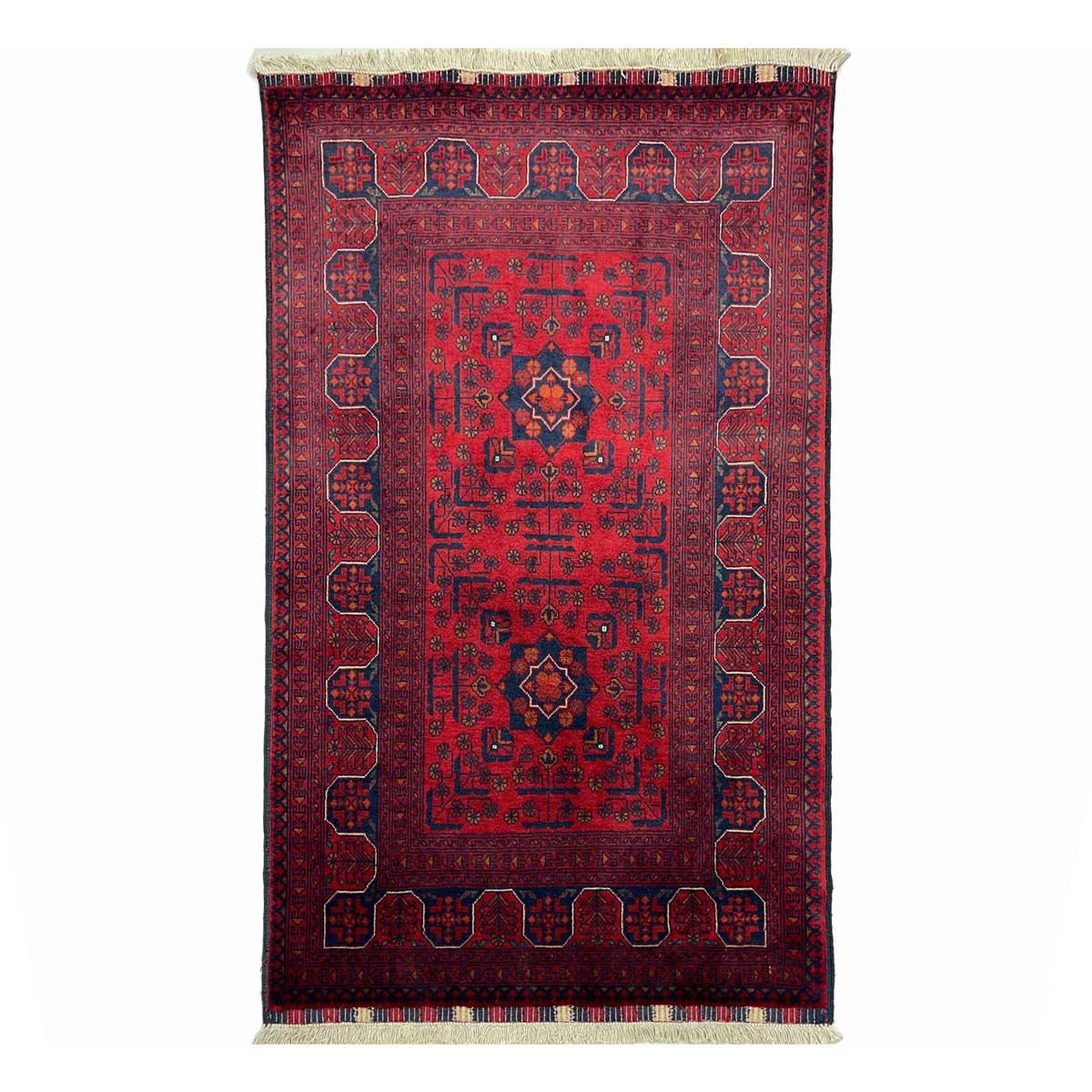 El Dokuma Afgan Bilicik İnce Dokuma Yün Halı (80x130 cm)