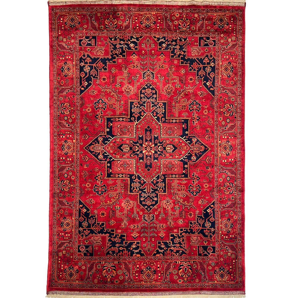 El Dokuma Madalyon Afgan Khal Mohammadi Yün Halı (185x275 cm)