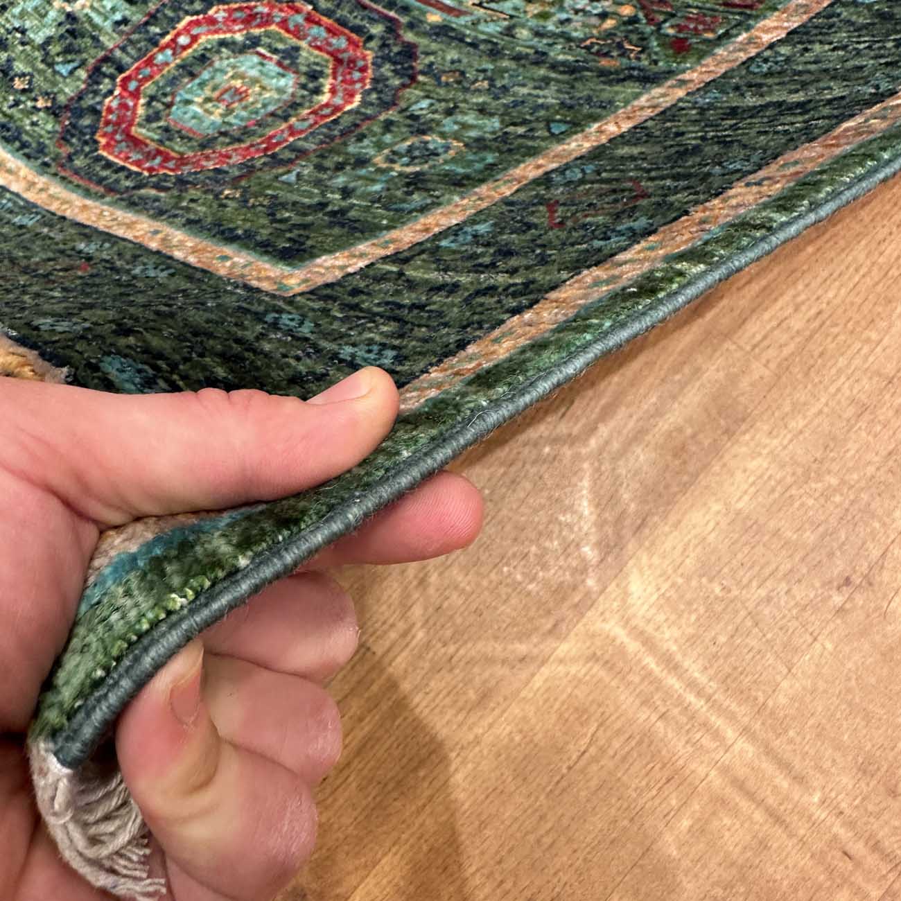 El Dokuma Yeşil Memlük Yün Yolluk Halı (80x240 cm) - Görsel 10